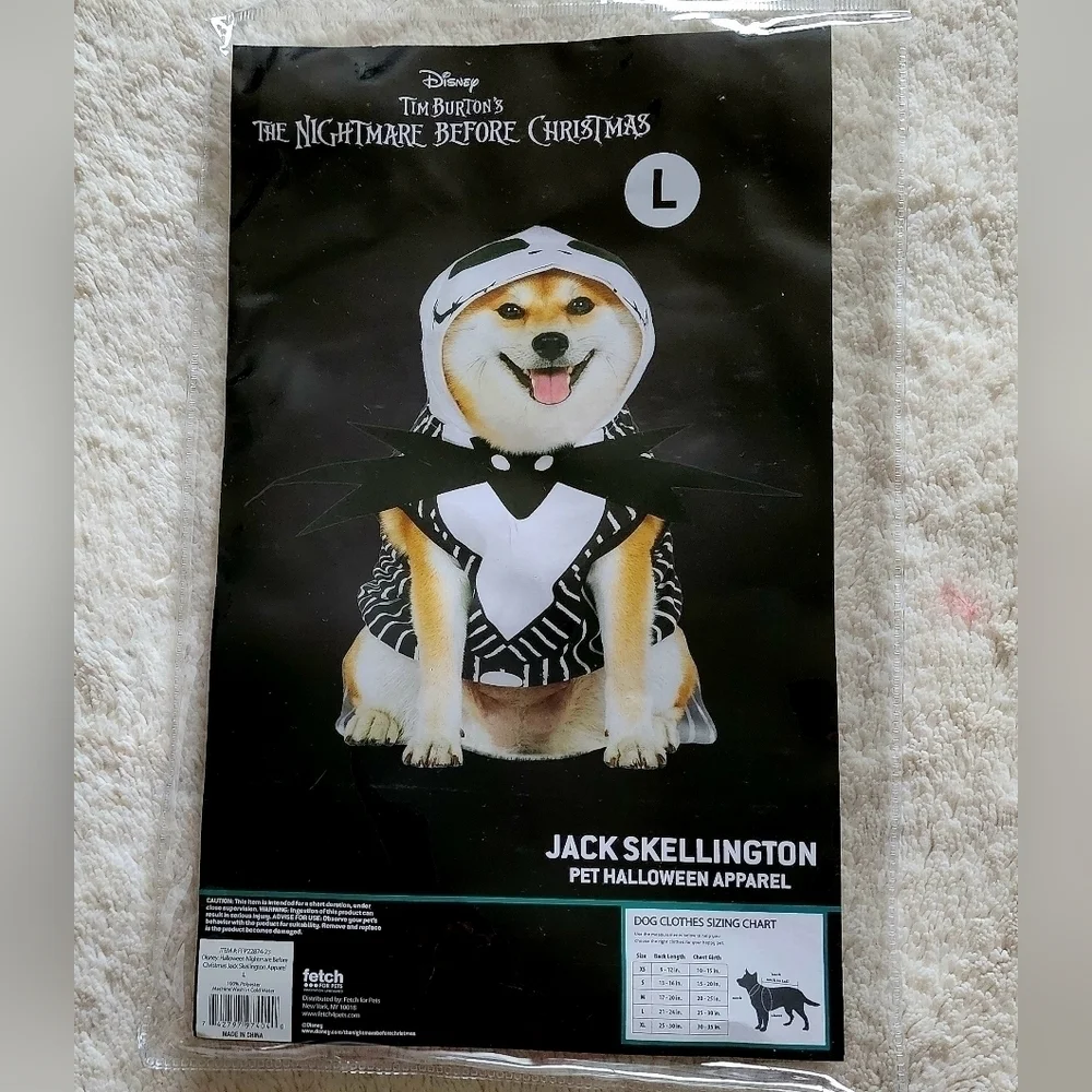 New Disney Nightmare Before Christmas Jack Skellington Dog Halloween Costume, L